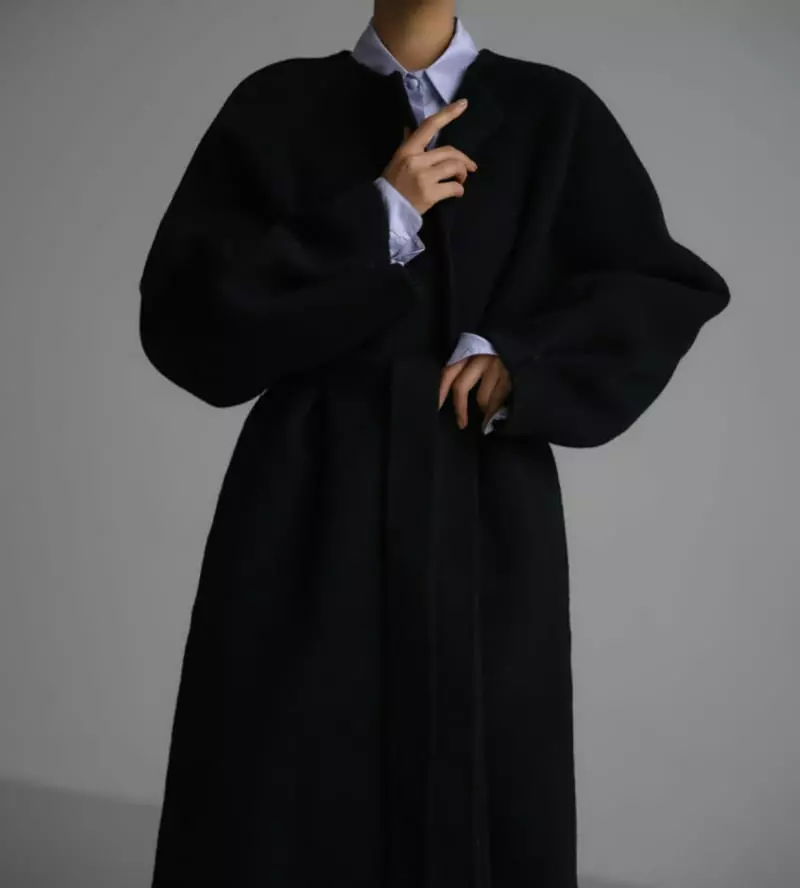 Paper Moon - Korean Women Fashion - #womensfashion - alpaca double snap sleeved handmade belted coat - 11