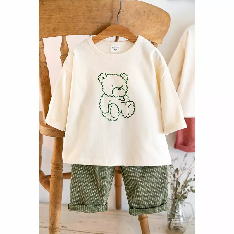 Raykids - Korean Children Fashion - #kidsshorts - Ray Bear Square Top Bottom Set
