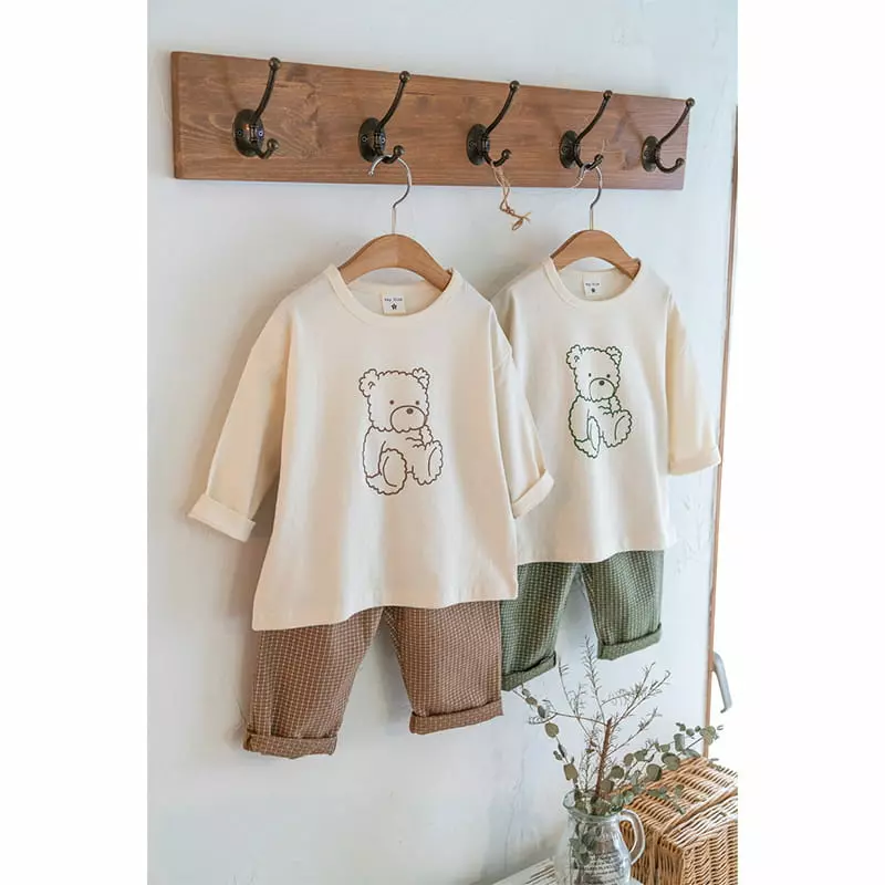 Raykids - Korean Children Fashion - #kidzfashiontrend - Ray Bear Square Top Bottom Set - 3