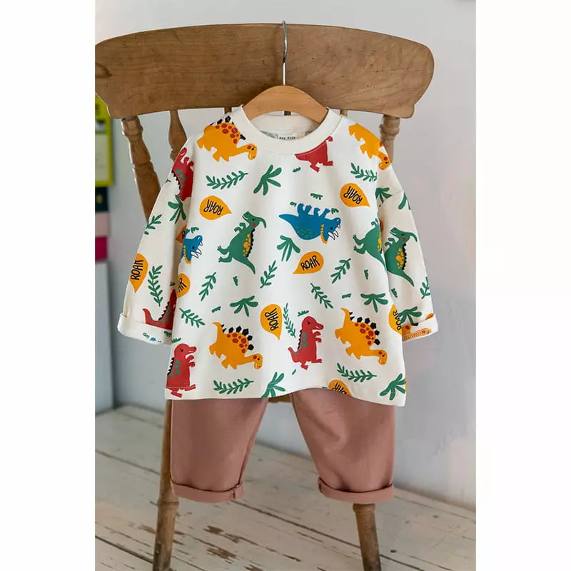Raykids - Korean Children Fashion - #prettylittlegirls - Dino Top Bottom Set