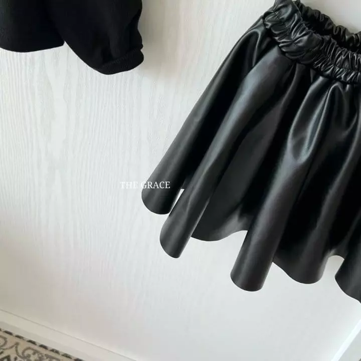 The Grace - Korean Children Fashion - #discoveringself - Lace Leather Skirt - 2