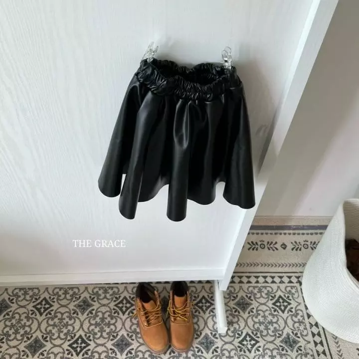 The Grace - Korean Children Fashion - #fashionkids - Lace Leather Skirt - 4