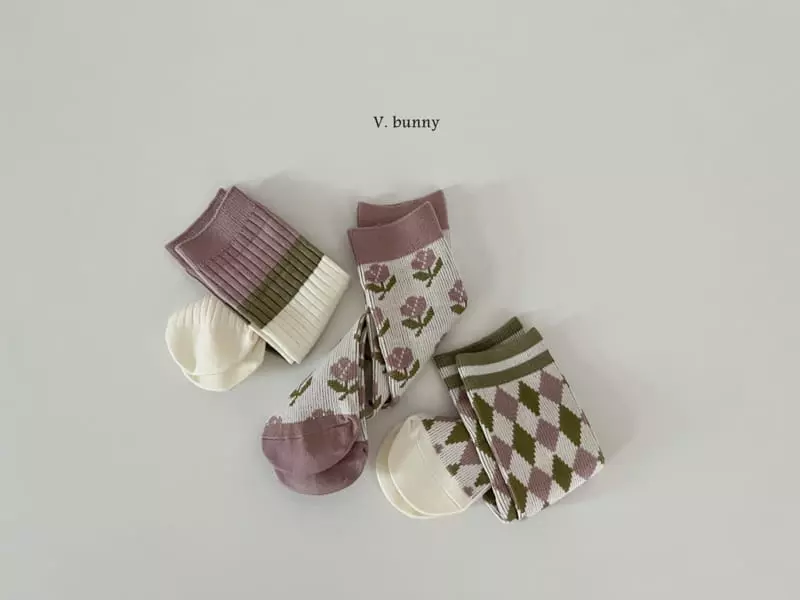 V Bunny - Korean Children Fashion - #childrensboutique - Diamond Socks Set - 10