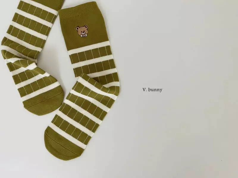 V Bunny - Korean Children Fashion - #toddlerclothing - Embrodiery Socks Set - 6