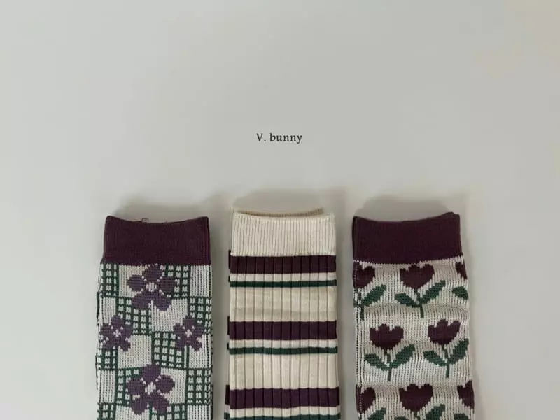 V Bunny - Korean Children Fashion - #toddlerclothing - Popo Socks Set - 10