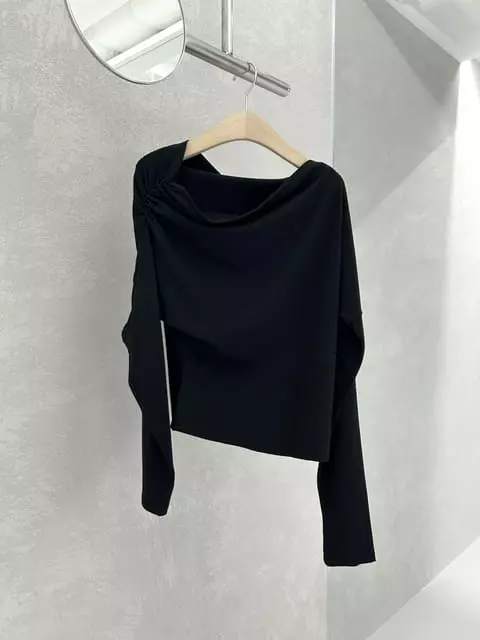 Vanilla - Korean Women Fashion - #womensfashion - Open Shoulder Tee - 4