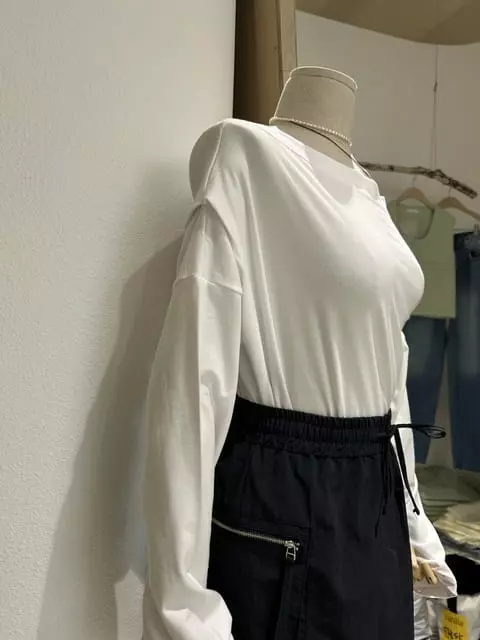 Vanilla - Korean Women Fashion - #momslook - Open Shoulder Tee - 6