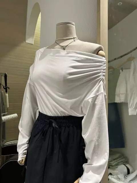 Vanilla - Korean Women Fashion - #womensfashion - Open Shoulder Tee - 5