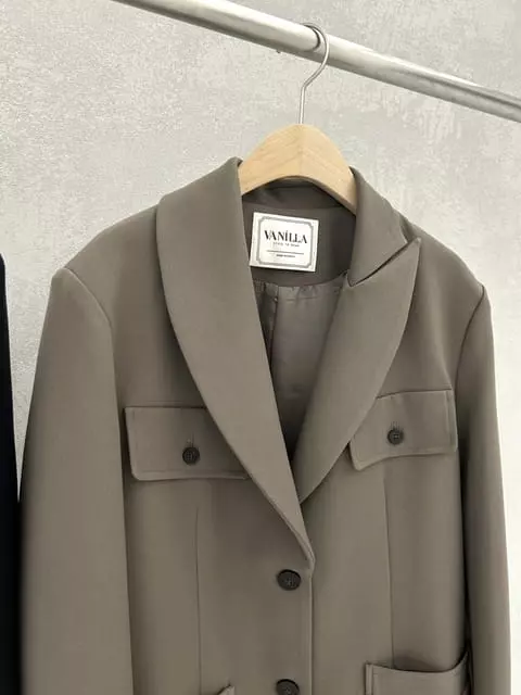 Vanilla - Korean Women Fashion - #momslook - Unbal Neck Pocket Jacket - 4