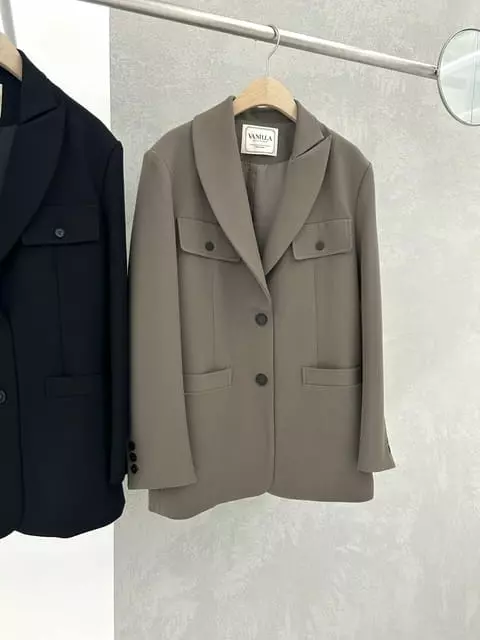 Vanilla - Korean Women Fashion - #womensfashion - Unbal Neck Pocket Jacket - 6