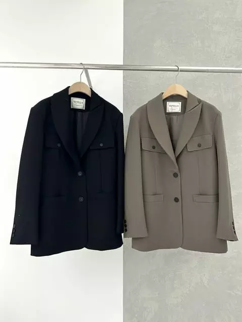 Vanilla - Korean Women Fashion - #womensfashion - Unbal Neck Pocket Jacket - 8