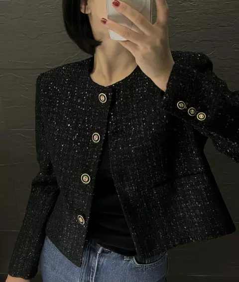 Verni - Korean Women Fashion - #womensfashion - Spankle Twid Jacket - 4