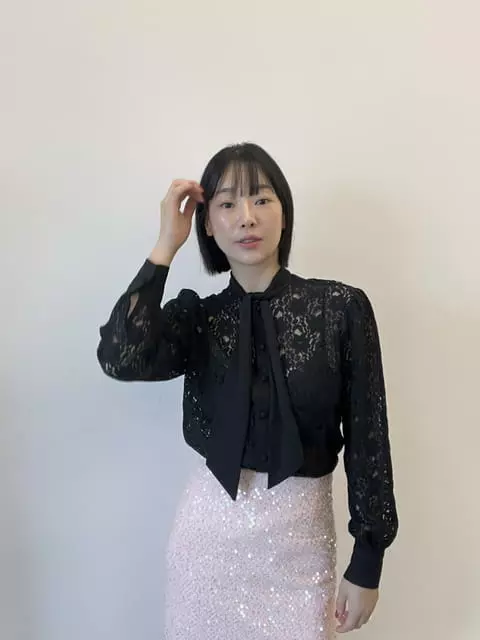 Verni - Korean Women Fashion - #momslook - Lace Tie Blouse - 2