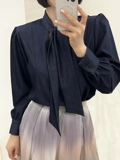 Verni - Korean Women Fashion - #restrostyle - Blue Blouse - 3