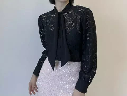 Verni - Korean Women Fashion - #womensfashion - Lace Tie Blouse - 3