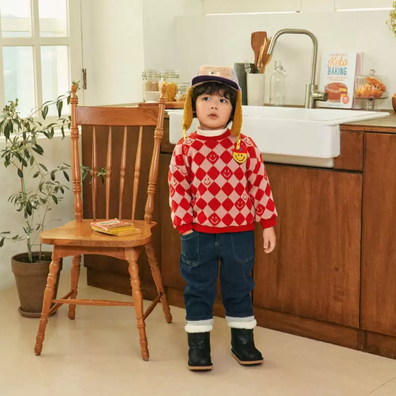 1St Blue - Korean Children Fashion - #prettylittlegirls - Jacquard Smile Tee