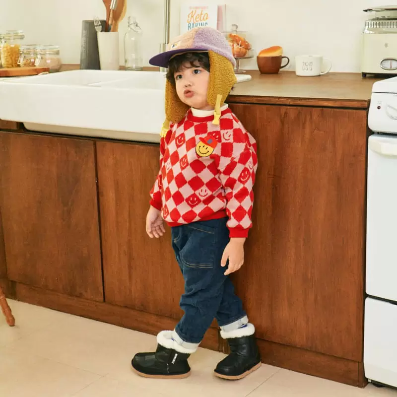 1St Blue - Korean Children Fashion - #todddlerfashion - Jacquard Smile Tee - 2