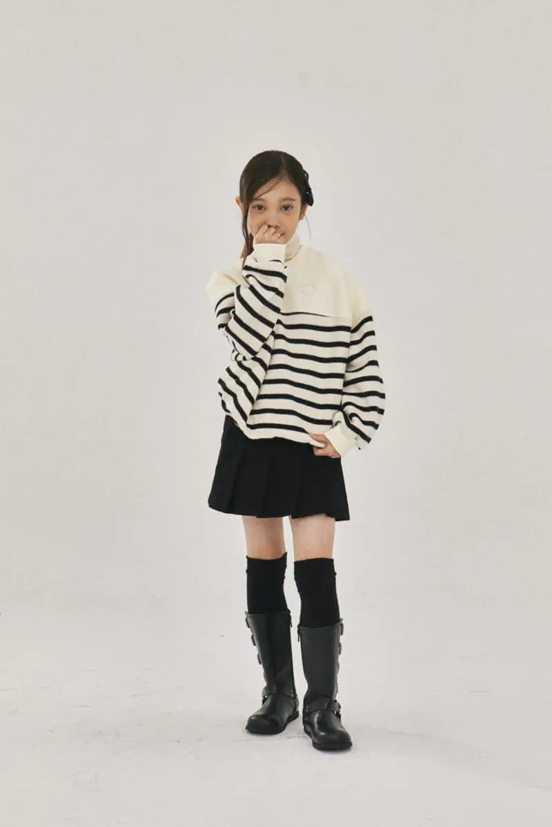 A-Market - Korean Children Fashion - #childrensboutique - Half Stripes Sweatshirt - 10