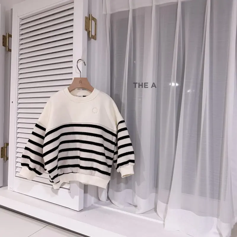 A-Market - Korean Children Fashion - #kidsstore - Half Stripes Sweatshirt