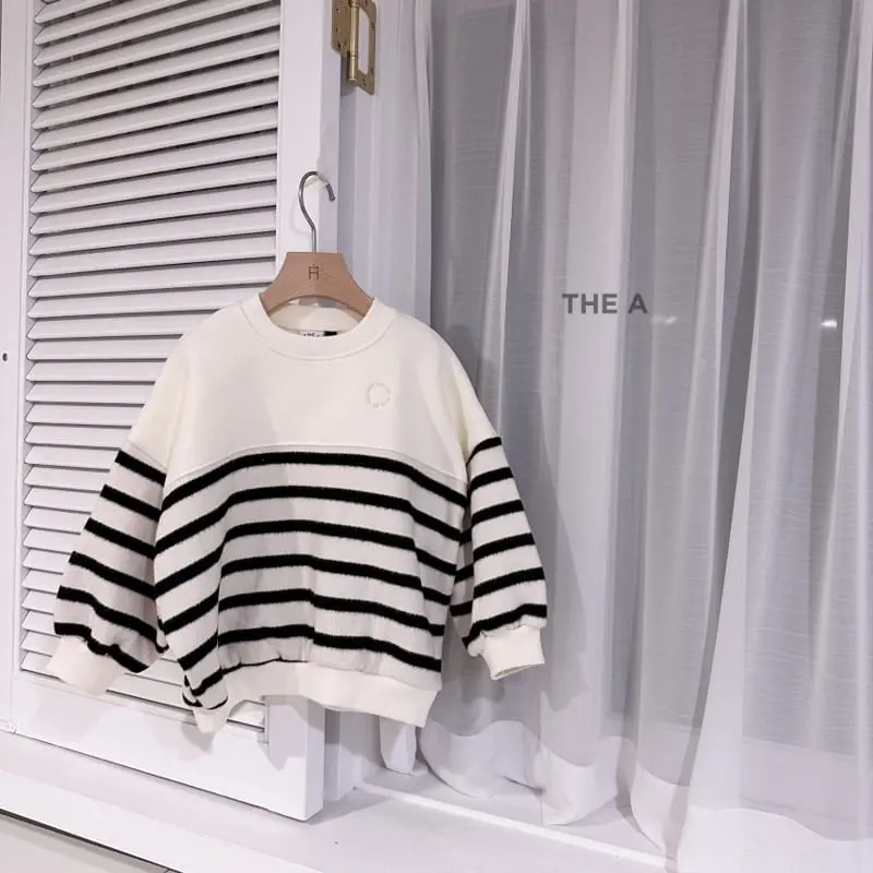 A-Market - Korean Children Fashion - #kidzfashiontrend - Half Stripes Sweatshirt - 2