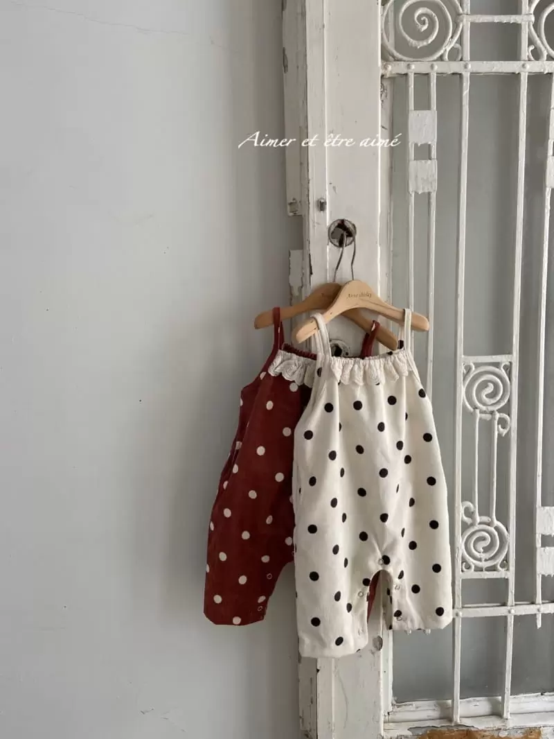 Anne Shirley - Korean Baby Fashion - #babyclothing - Dot Dungareed Bodysuit - 4