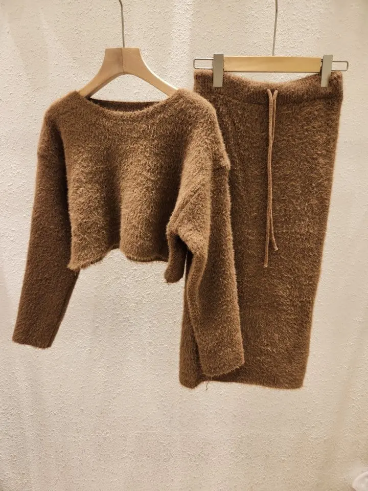 Another Plan - Korean Women Fashion - #vintagekidsstyle - Winf Sha Crop Skirt Set - 2
