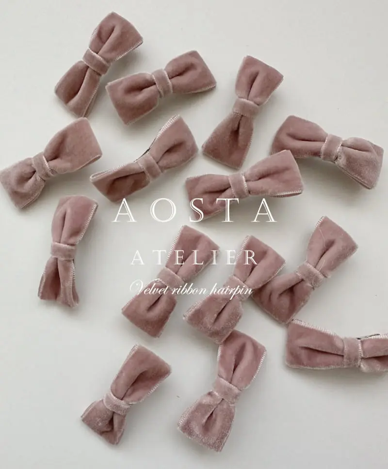 Aosta - Korean Children Fashion - #childofig - Velvet Ribbon Hairpin - 11