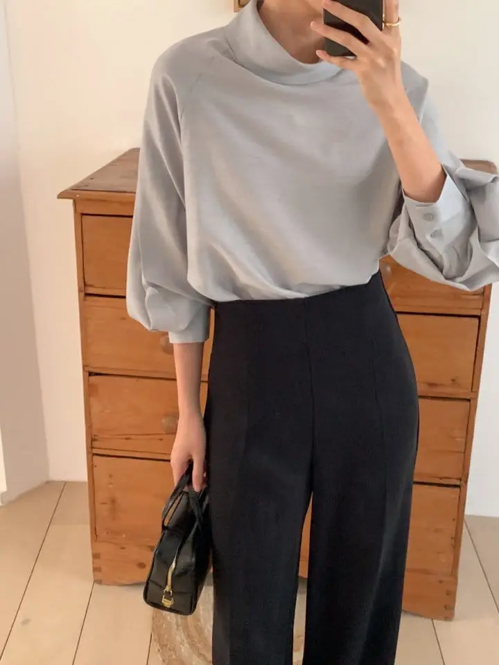 Atthismoment - Korean Women Fashion - #momslook - High Neck Blouse