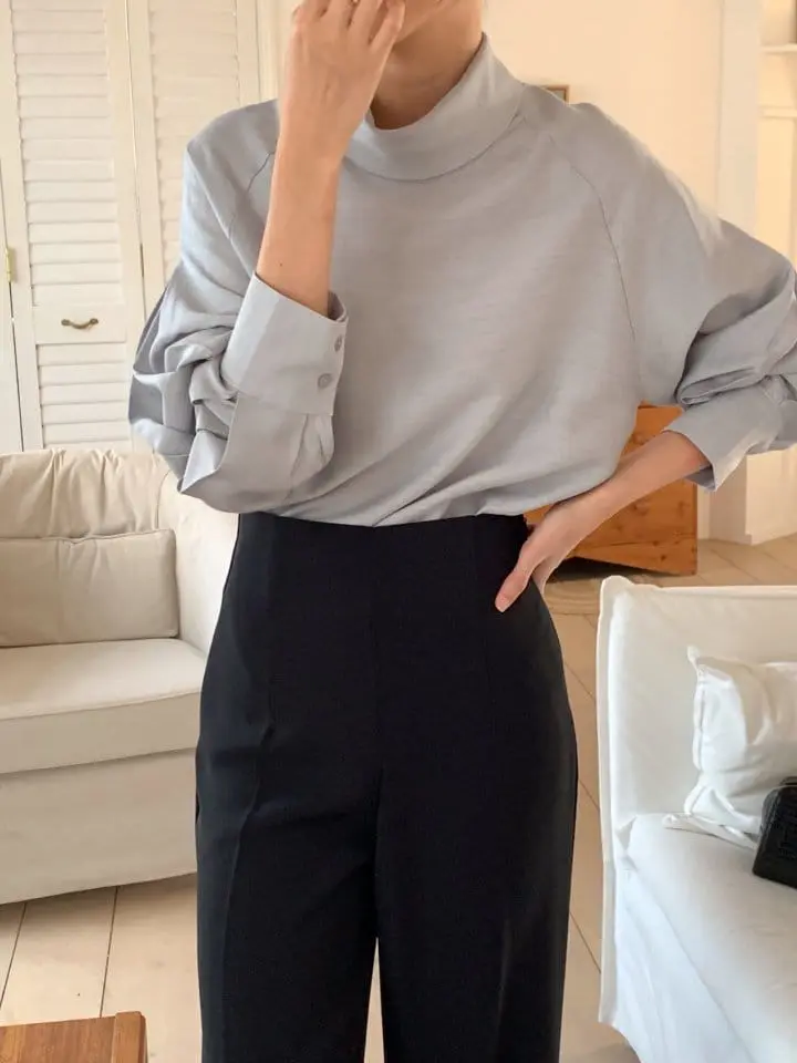 Atthismoment - Korean Women Fashion - #momslook - High Neck Blouse - 3