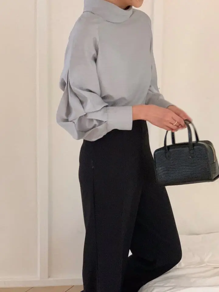Atthismoment - Korean Women Fashion - #momslook - High Neck Blouse - 5