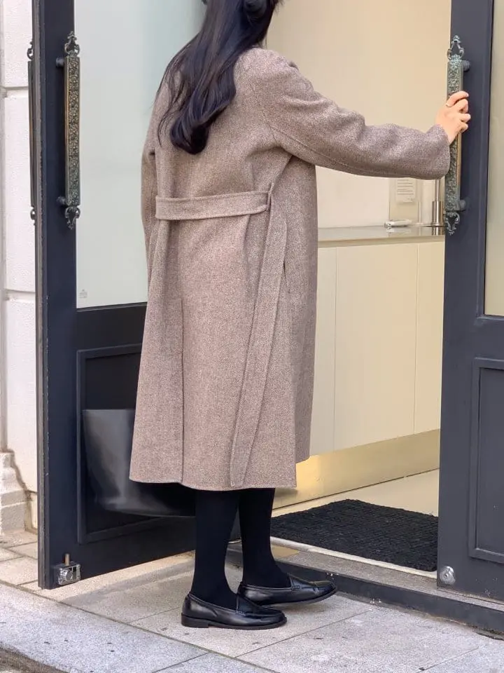 Atthismoment - Korean Women Fashion - #romanticstyle - Herringbone Handmade Coat - 2