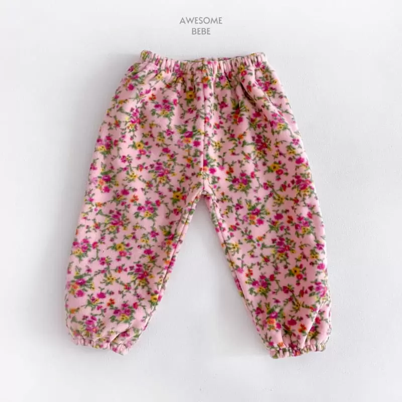 Awesome Bebe - Korean Children Fashion - #discoveringself - Flower Fleece Pants - 2