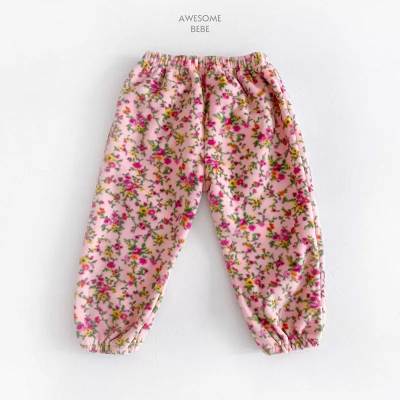 Awesome Bebe - Korean Children Fashion - #fashionkids - Flower Fleece Pants - 3