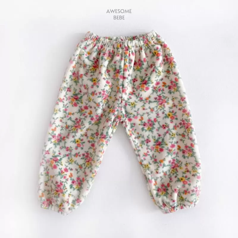 Awesome Bebe - Korean Children Fashion - #fashionkids - Flower Fleece Pants - 4