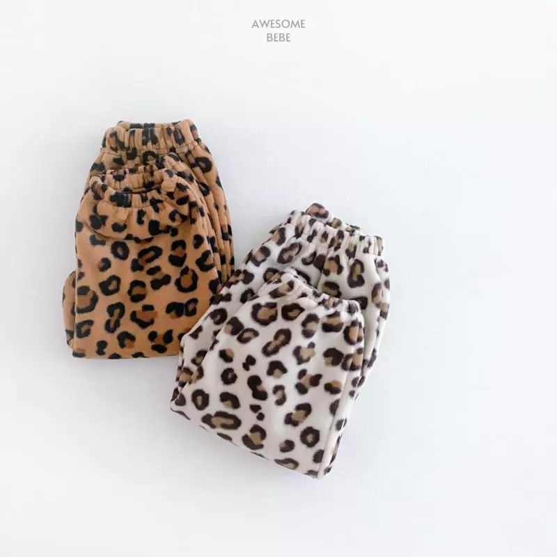 Awesome Bebe - Korean Children Fashion - #magicofchildhood - Leopard Fleece Pants - 10