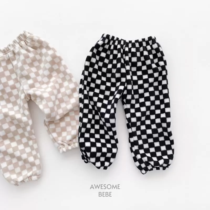 Awesome Bebe - Korean Children Fashion - #magicofchildhood - Check Board Fleece Pants - 7