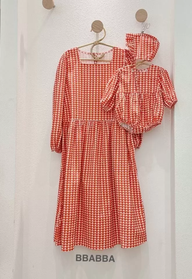 Bbabba - Korean Baby Fashion - #babyclothing - Rib Heart One-piece Mom