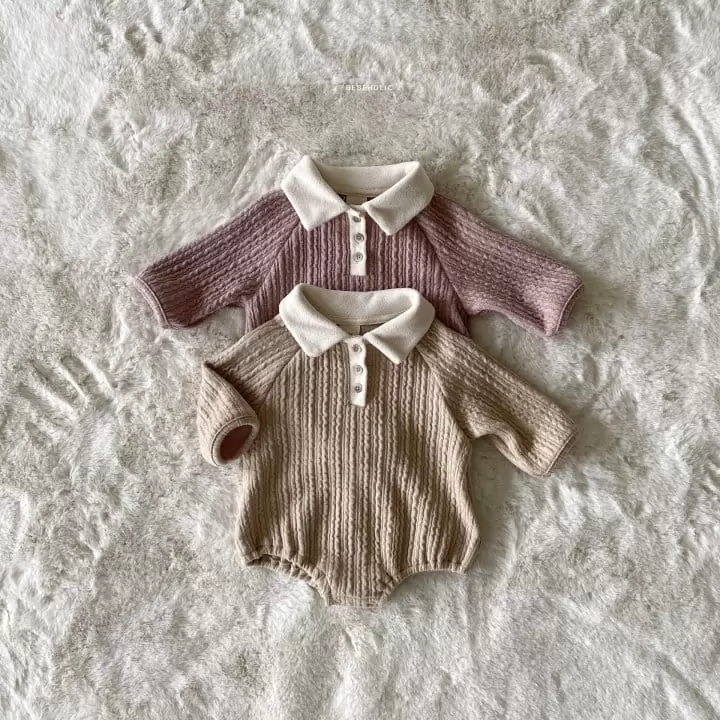 Bebe Holic - Korean Baby Fashion - #babylifestyle - Twist Collar Bodysuot - 11
