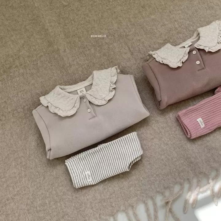 Bebe Holic - Korean Baby Fashion - #babywear - Quilting Collar Bodysuit - 4