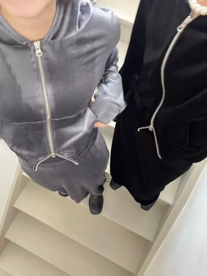 Bricklane - Korean Women Fashion - #momslook - Velvet Hoody Tee - 10
