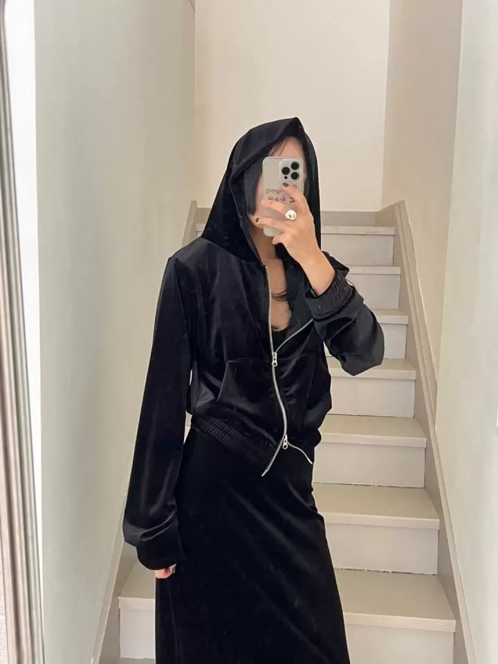 Bricklane - Korean Women Fashion - #womensfashion - Velvet Hoody Tee - 4