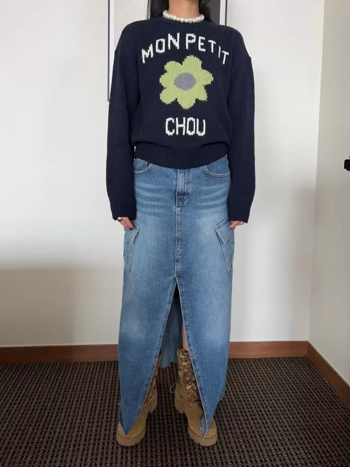 Bricklane - Korean Women Fashion - #momslook - Flower Knit Tee - 3