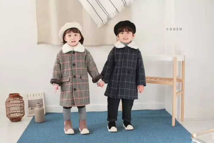 Cohen - Korean Children Fashion - #childofig - Check Coat - 2