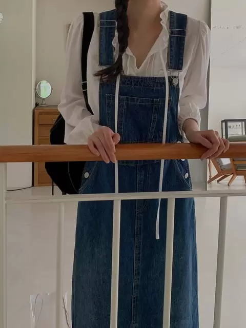 Dress Room - Korean Women Fashion - #vintagekidsstyle - Perry Denim Dungarees One-piece - 4