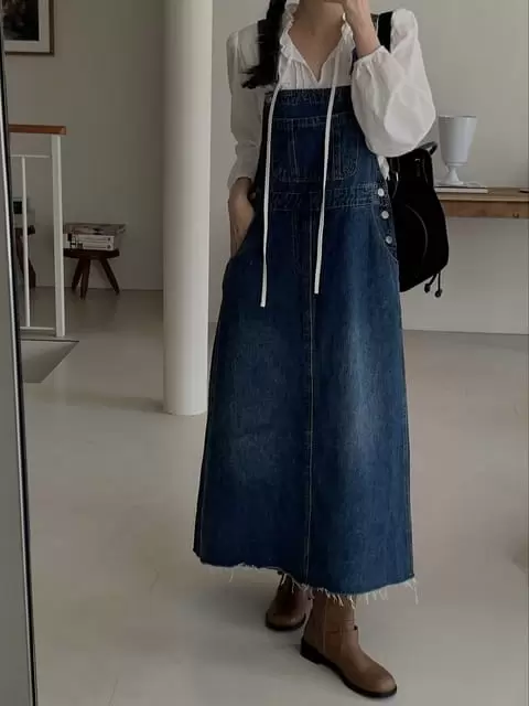 Dress Room - Korean Women Fashion - #romanticstyle - Perry Denim Dungarees One-piece - 6