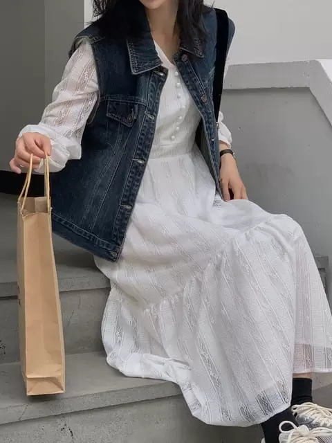 Dress Room - Korean Women Fashion - #thatsdarling - Merci Denim Vest - 4