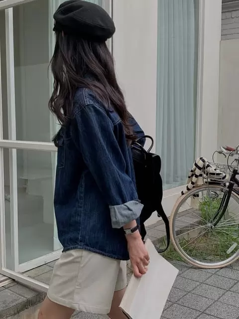 Dress Room - Korean Women Fashion - #momslook - Ancle Denim Shirt - 4