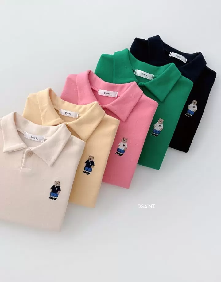 Dsaint - Korean Children Fashion - #stylishchildhood - Collar D Bear Embroidery Sweatshirt - 2