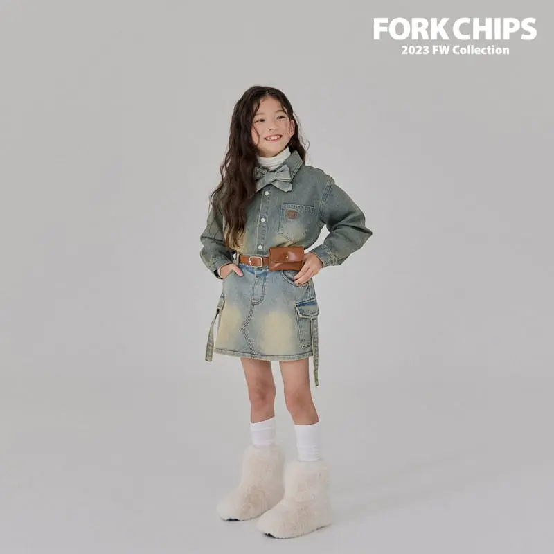 Fork Chips - Korean Children Fashion - #Kfashion4kids - Walker Denim Skirt - 12