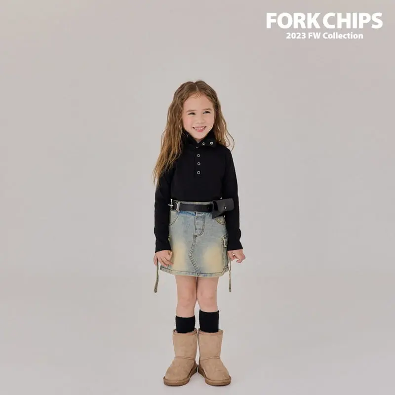 Fork Chips - Korean Children Fashion - #designkidswear - Walker Denim Skirt - 6